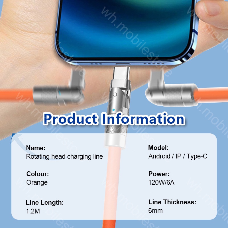 Dây Cáp Sạc Nhanh Loại C 120W 6A Bằng Silicone Dành Cho Điện Thoại Huawei Xiaomi Oppo Android