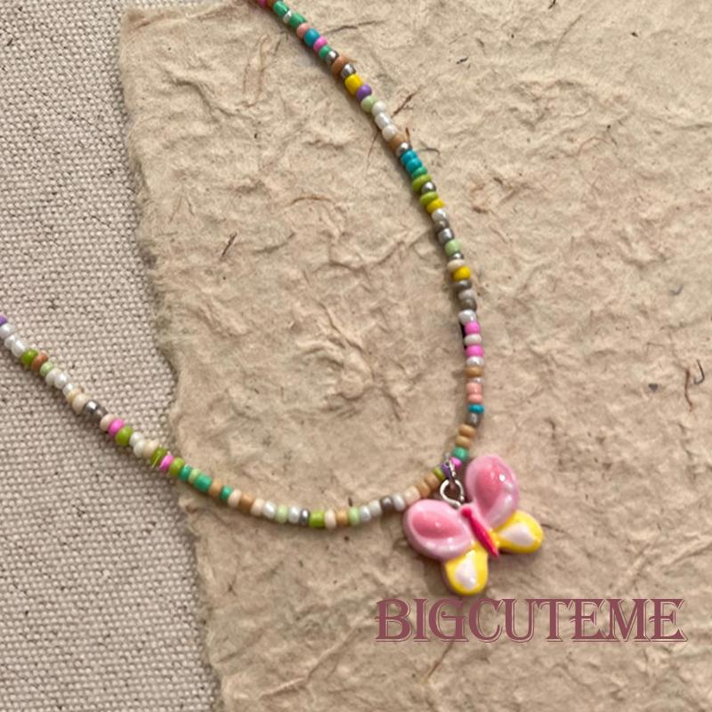 Vòng cổ Chuỗi Hạt Mặt Hình Bướm Nhiều Màu Sắc Cho Búp Bê Barbie