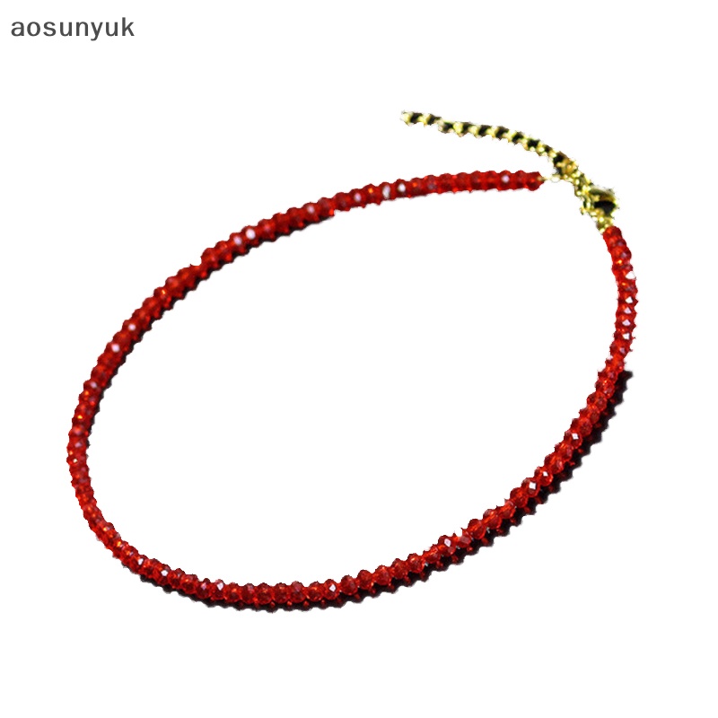 Aosunyuk thời trang hạt màu đơn giản vòng cổ ngắn pha lê ánh sáng chuỗi xương đòn cho phụ nữ choker chuỗi cổ bên trang sức quà tặng en