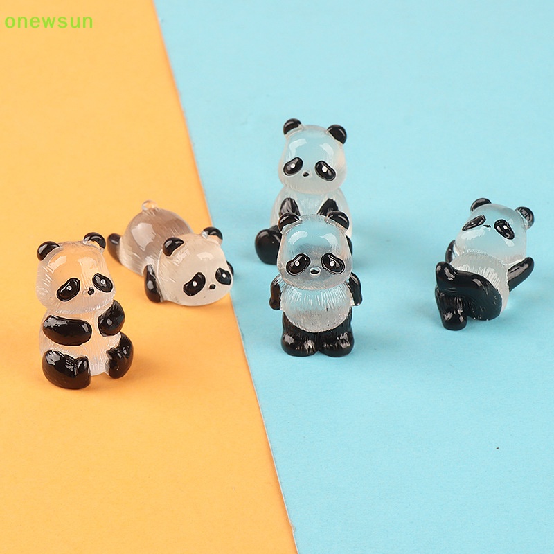 Onewsun diy creative keychain phụ kiện trang sức 1pc phát sáng phim hoạt hình dễ thương thu nhỏ 3d panda mặt dây chuyền vi cảnh trang trí mới