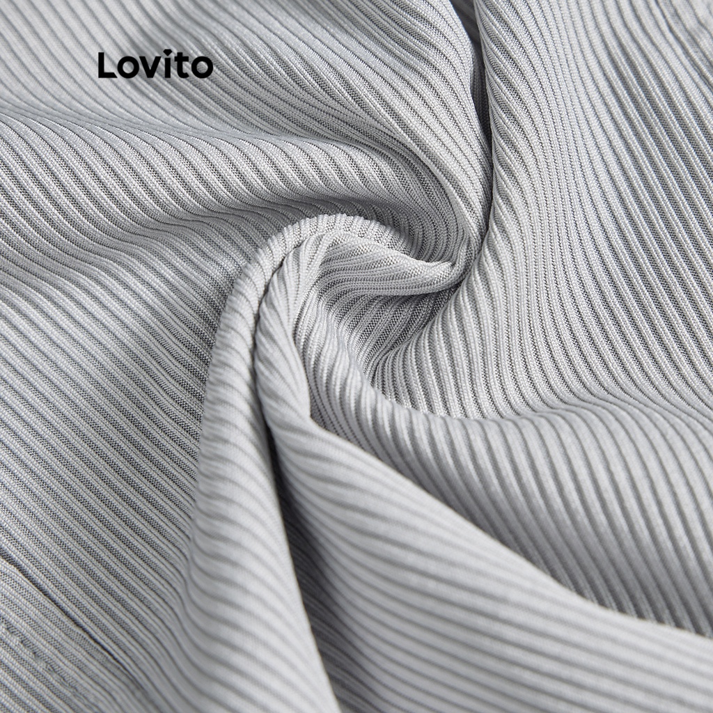 Bộ chân váy LOVITO viền kiểu cách trước dài sau ngắn màu trơn thường ngày cho nữ L55AD073