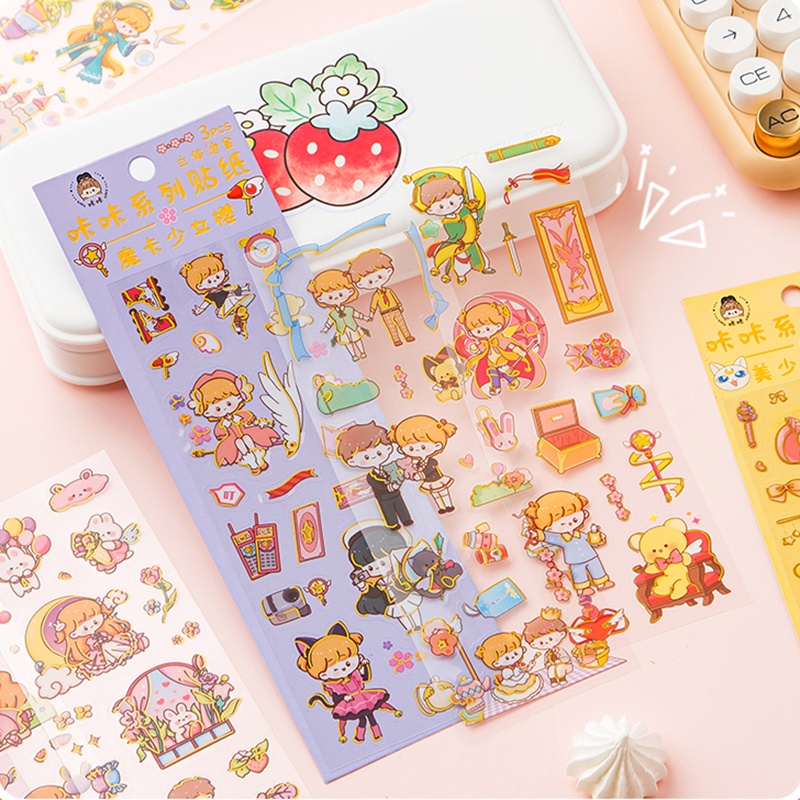 Bộ 3 Tấm Sticker Hoạt Hình Bằng Đồng Chống Thấm Nước Trang Trí diy