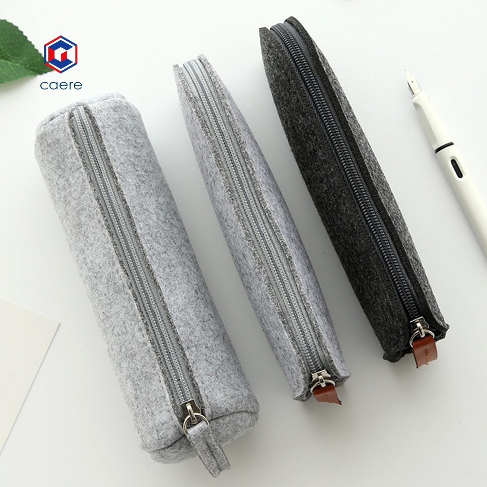 Caeae hộp đựng bút chì cầm tay nỉ hộp bút học sinh thước tẩy văn phòng phẩm túi dây kéo