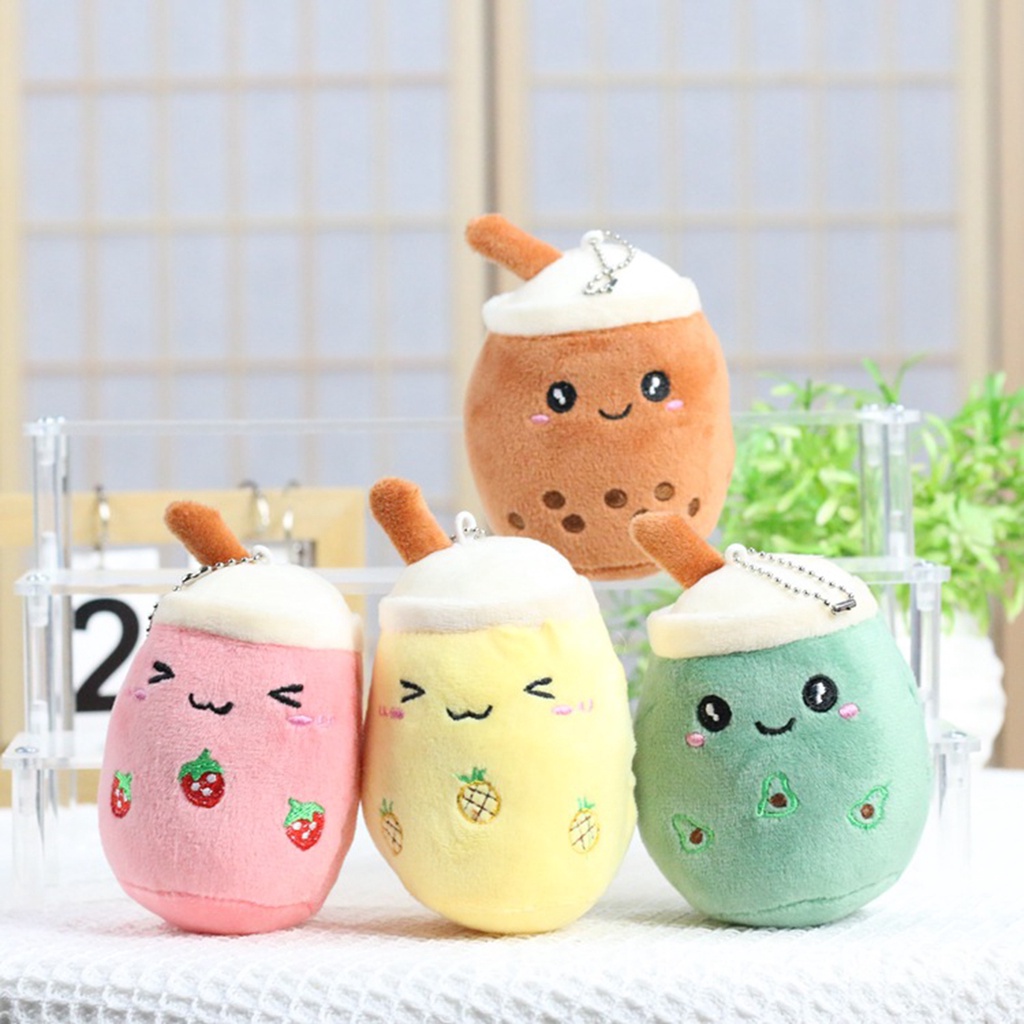 Móc Khóa Hình Bình Trà Sữa Nhồi Bông 11cm Dễ Thương