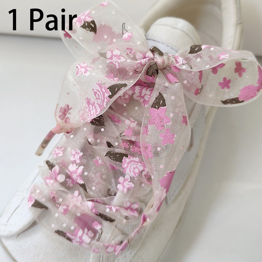 1 đôi 120 / 140cm cô gái ngọt ngào nhỏ tươi đầy màu sắc in tinh tế dây giày phẳng dây giày hoa anh đào