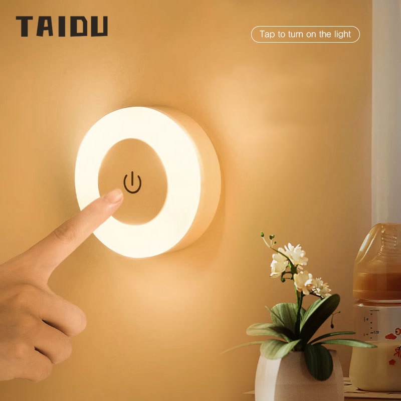 TAIDU Cảm ứng cảm ứng có thể sạc lại đèn ngủ led phòng ngủ tiết kiệm năng lượng đèn ngủ