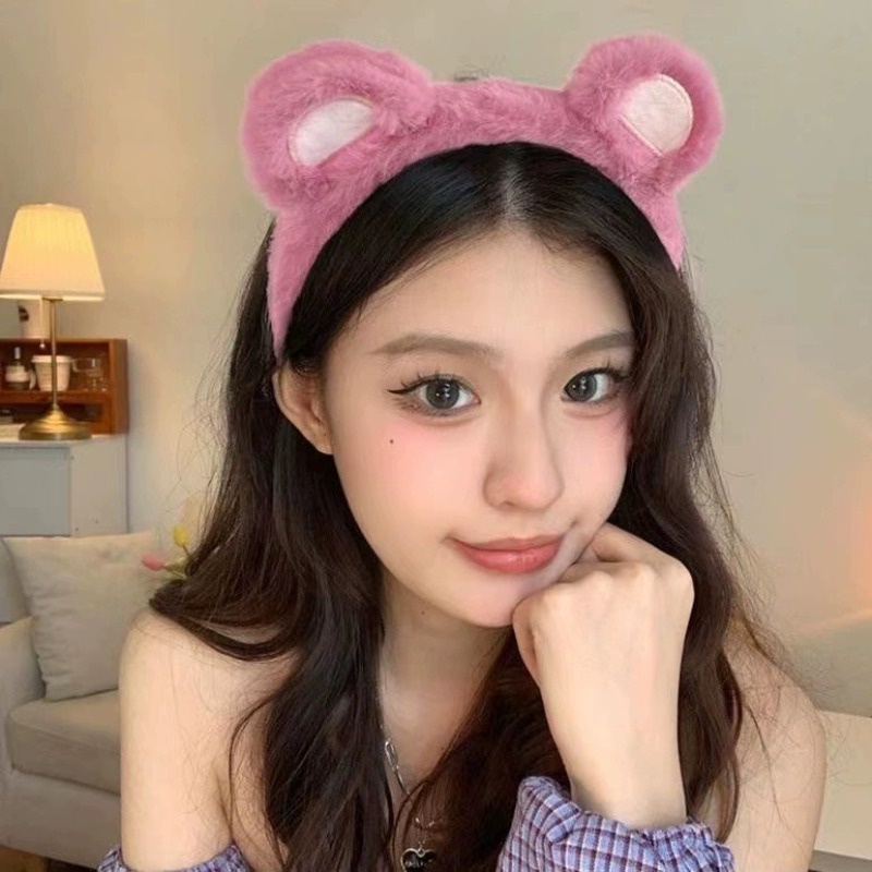 Phụ kiện tóc băng đô cài tóc mấn đội đầu băng đô rửa mặt băng đô cài tóc băng đô băng đô tóc  Băng Đô Tai Gấu Bông Màu Hồng Dễ Thương Phong Cách Mới 2023