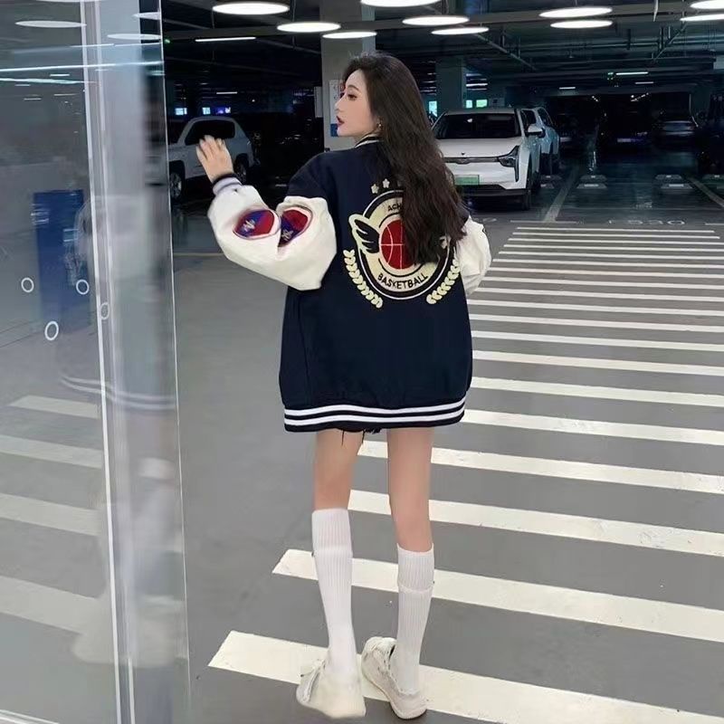 Áo Khoác Bóng Chày Dáng Rộng Thời Trang Thu Đông 2023 Phong Cách Hip Hop Đường Phố Mới Cho Nữ