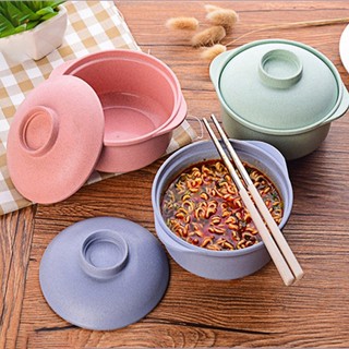Bát ăn mì có nắp đậy bằng lúa mạch chống mài mòn tiện dụng