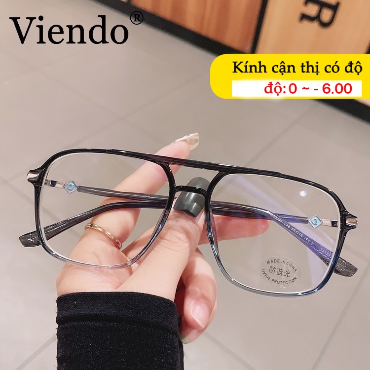 Kính cận VIENDO gọng vuông đổi màu chống ánh sáng xanh và tia uv thời trang độc đáo cho nam nữ