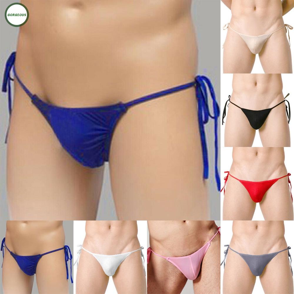 Mới đến ~ quần sịp jock strap ren up knickers quần lót ice silk sexy mens g-string