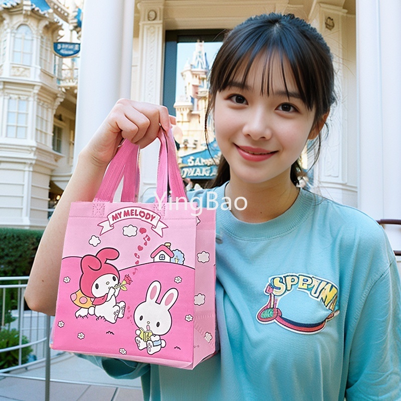 Anime kuromi storage bags kawaii sanrio mymelody cinnamoroll nhật bản cartoon gift túi non-woven bags shopping tote bags