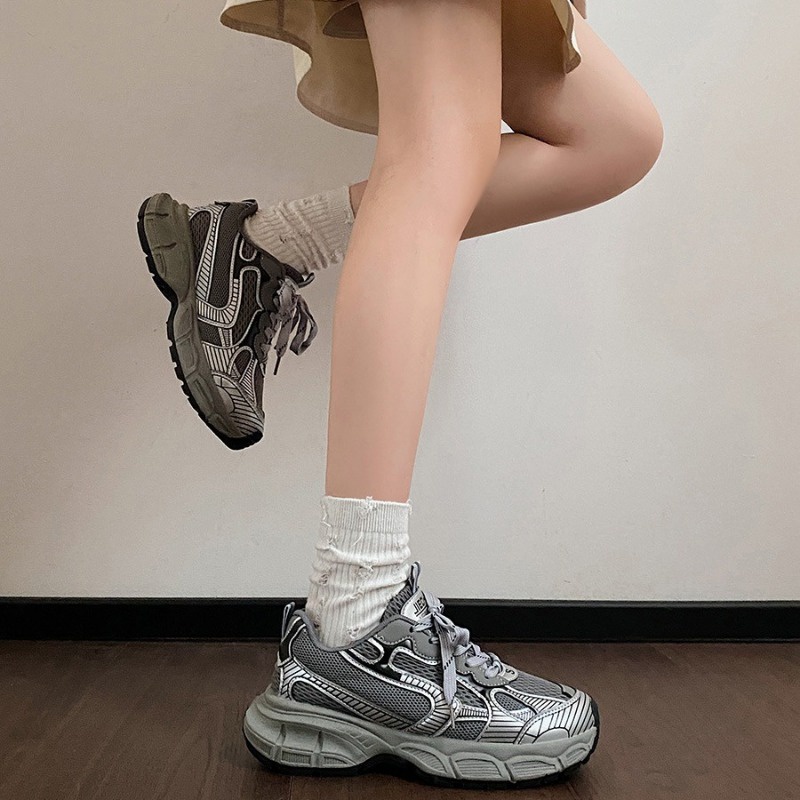 Giày thể thao nữ màu đen thick-soled sneakers mới mùa thu và mùa đông all-match running sneakers-aa0682