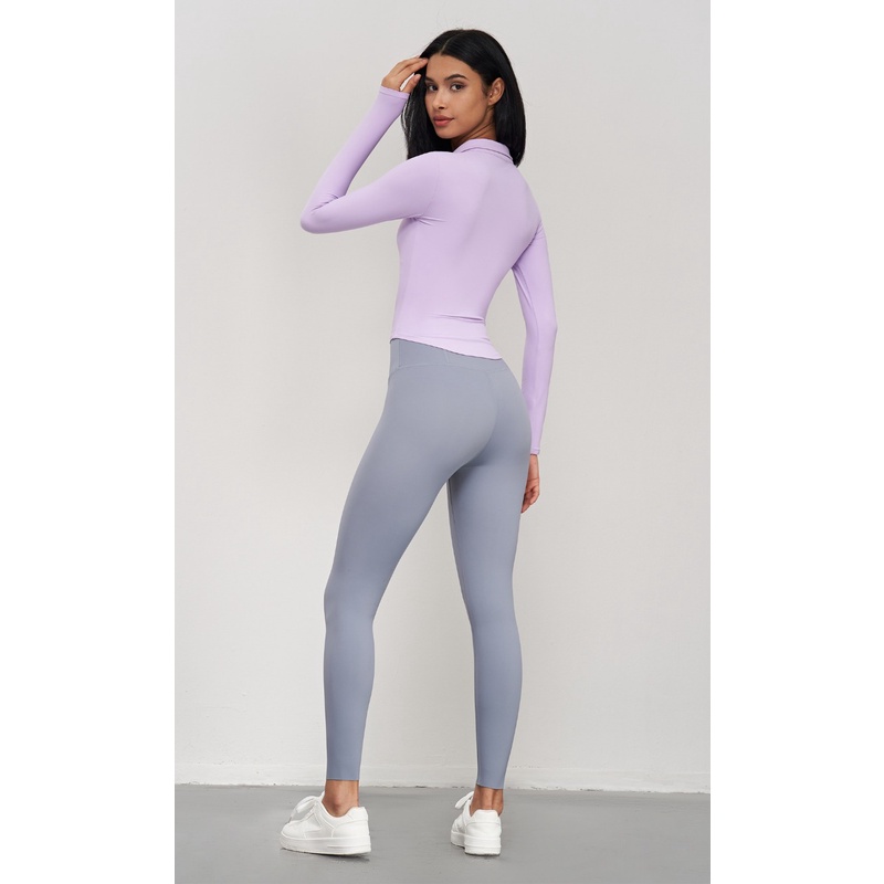 Áo Thun Thể Thao Dài Tay Cổ Đứng Có Khóa Kéo Thời Trang Cho Nữ