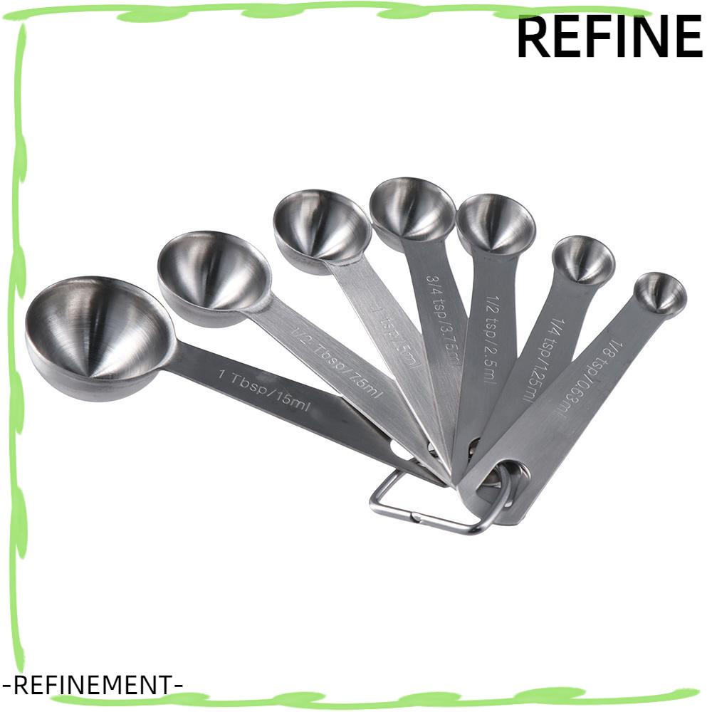 REFINEMENT Set 7 Muỗng Đo Lường 1 / 8 tsp 7 1 / 4 tsp Bằng Thép Không Gỉ