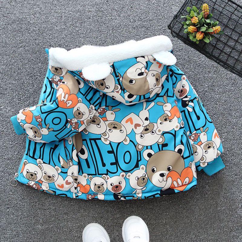 SUPER KIDS Áo khoác cho bé gái áo khoác nỉ thời trang cho trẻ em lớn và quần áo đệm dày cho trẻ em