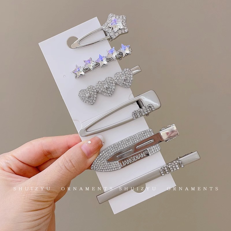 Y2k star hairpin thời trang cao cấp nước kim cương cao cấp bộ kẹp tóc kim loại cao cấp