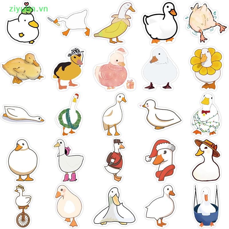 Ziyulin 50 cái phim hoạt hình động vật dễ thương vịt graffiti sticker đồ chơi diy kids scrapbook điện thoại tủ lạnh máy tính xách tay hành lý xe hơi nhãn dán chống thấm vn