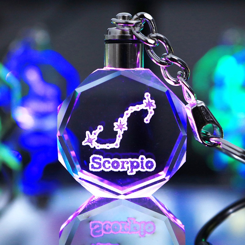 12 mười hai chòm sao pha lê móc khóa túi đi học cô gái cặp đôi sinh nhật trang trí đồ chơi trẻ em món quà nhỏ