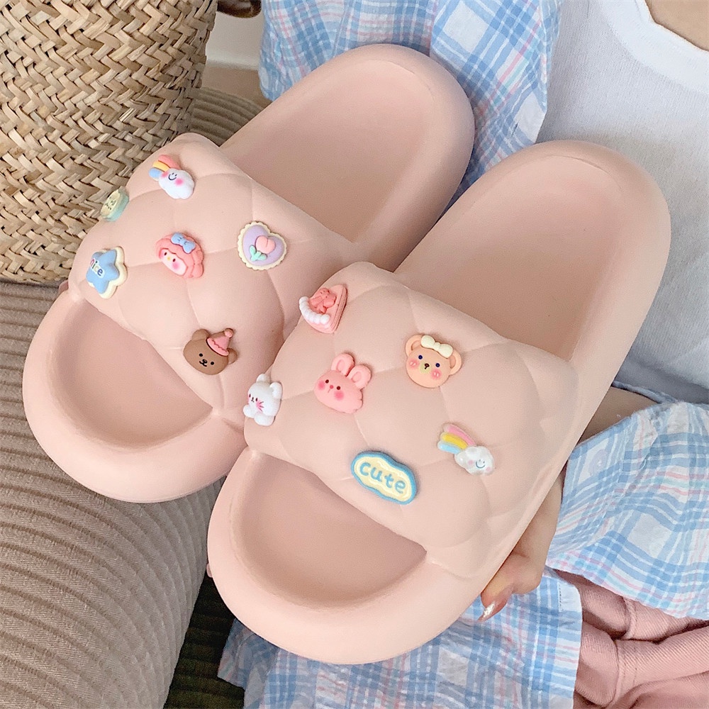 Dép hoạt hình dễ thương dép gấu mùa hè dày đáy thời trang mặc nhà sandal nữ