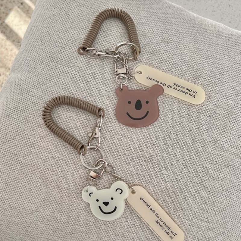 Ins little bear keychain ba lô mặt dây chuyền bảo vệ tai nghe hộp đựng mặt dây chuyền chống mất mát chuỗi lò xo