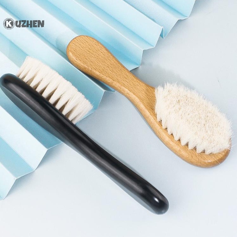 Bàn chải trẻ em kuzhen lông len mềm tự nhiên bàn chải tắm cho trẻ sơ sinh lược đầu mát xa bàn chải tóc sơ sinh món quà hoàn hảo cho bé hot