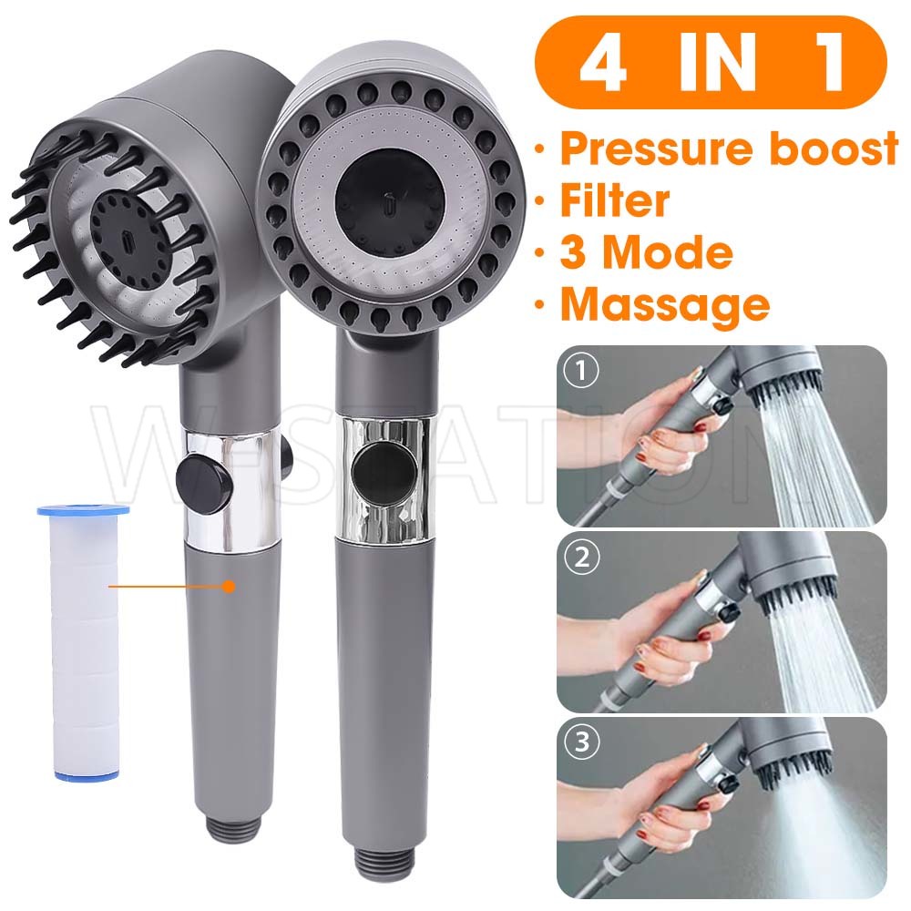 3 chế độ vòi hoa sen áp suất cao / bàn chải cao su máy giặt massage với giá đỡ / bình xịt rửa vệ sinh tiết kiệm nước với bộ lọc bên trong / phụ kiện phòng tắm tại nhà