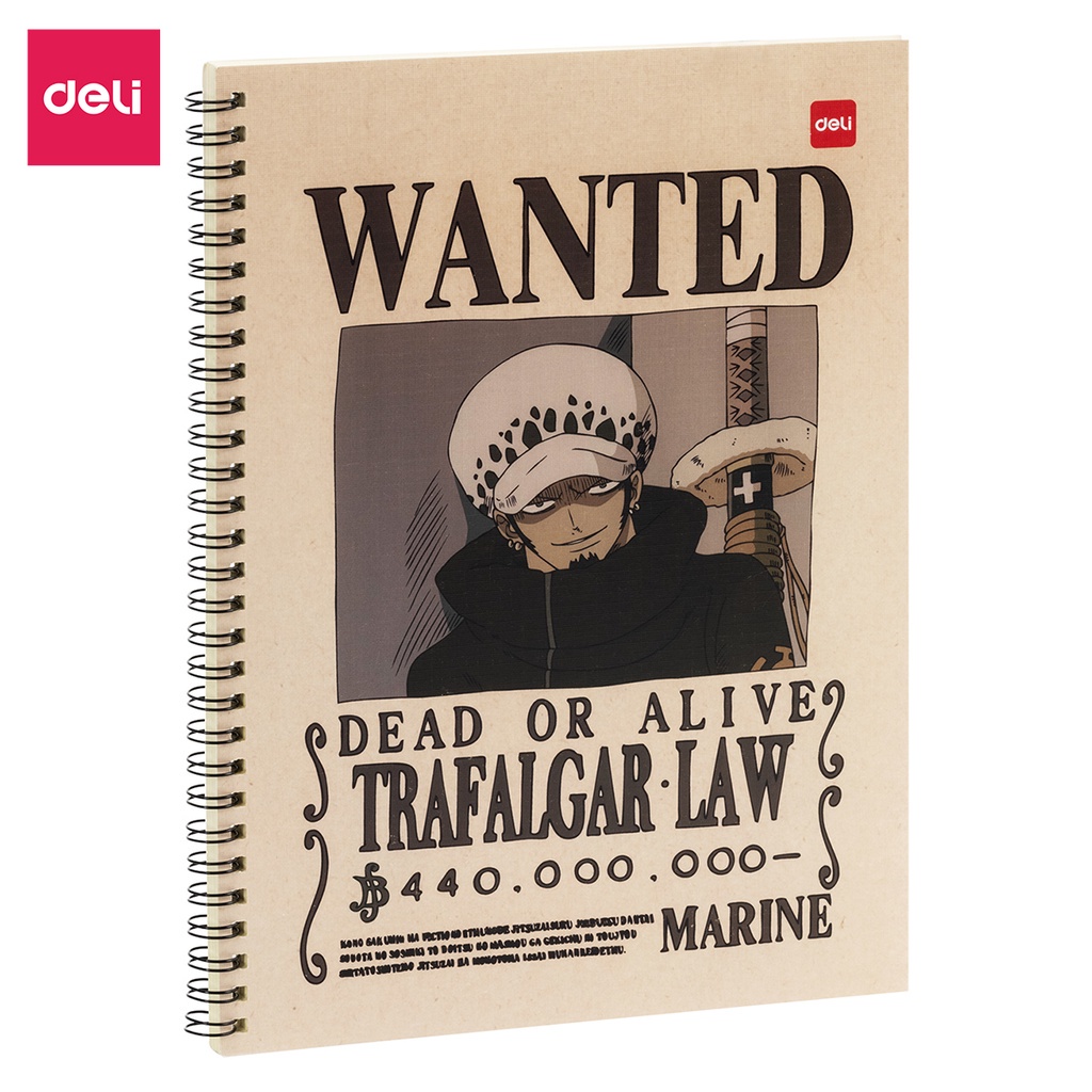 Sổ gáy xoắn kẻ ngang Deli - Họa tiết One Piece, Khổ kẻ ngang, B5 120 trang màu ngẫu nhiên - EN004