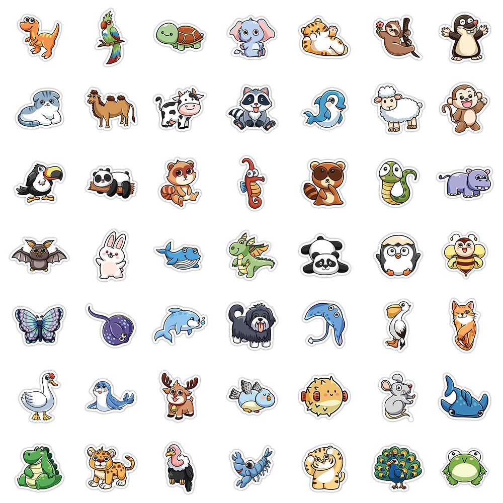 103 cái ins style cartoon động vật dễ thương trang trí dán chống thấm nước cho mũ bảo hiểm xe đạp tài khoản tay bút chì trường hợp đề can lanlanstickersworld