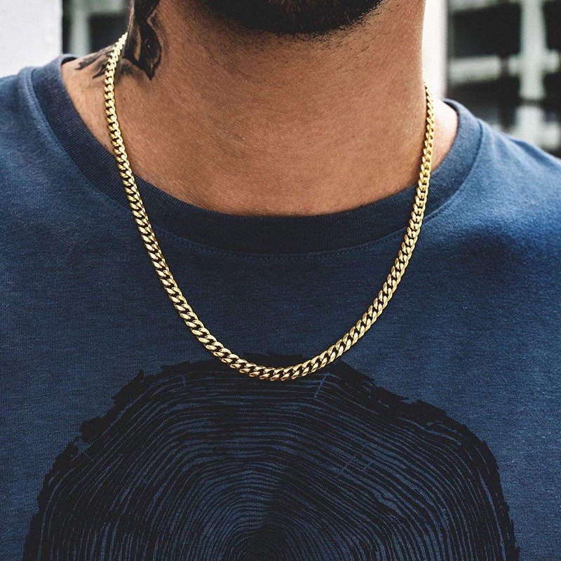 Vòng cổ Sợi Xích Chiều Rộng 3 / 5 / 7 / 9MM Bằng Thép Không Gỉ Phong Cách Hip Hop Đơn Giản Thời Trang Cho Nam