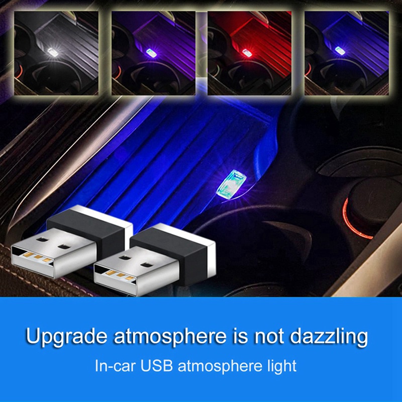 3 Phụ Kiện Xe Hơi: 1: 1 Bộ Đèn Led USB Mini Di Động Và 2 Tay Lái Màu Xanh Lam