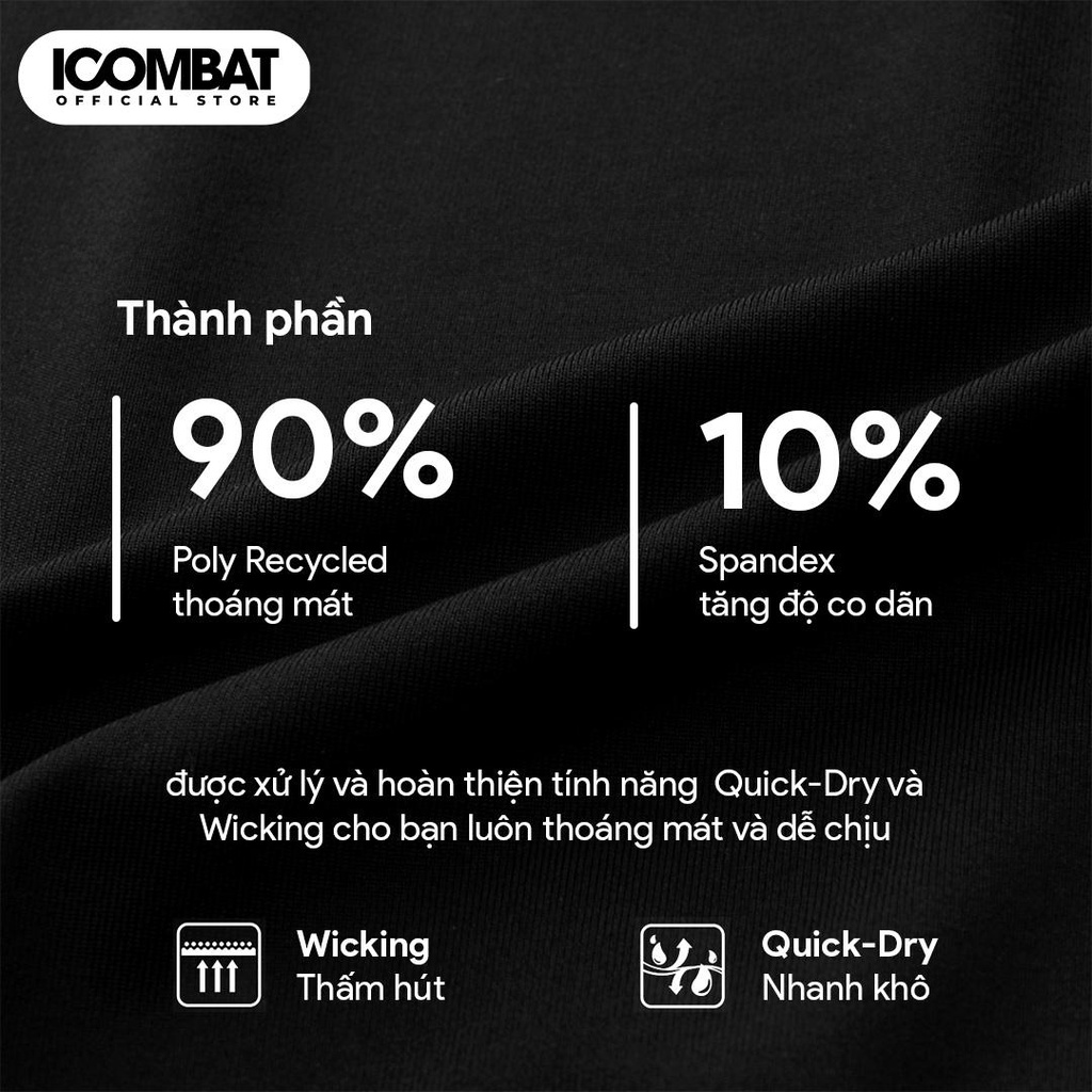 Áo thun BODY cộc tay thể thao nam iCOMBAT v.7 màu đen siêu thoáng khí chuyên GYM và vận động ngoài trời