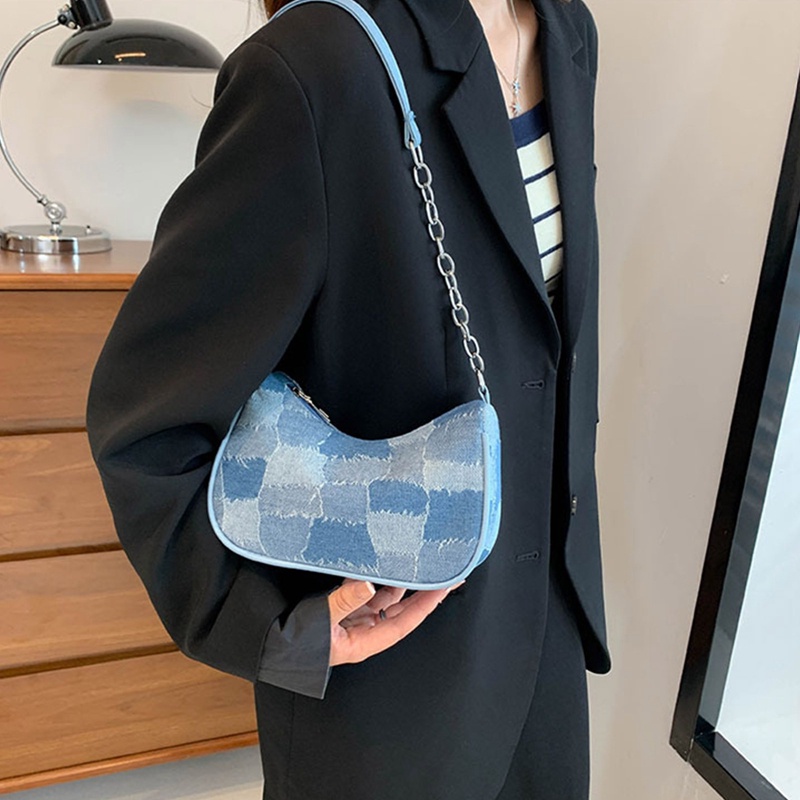 Túi Xách Denim In Họa Tiết Phong Cách Cổ Điển Thanh Lịch Dành Cho Nữ