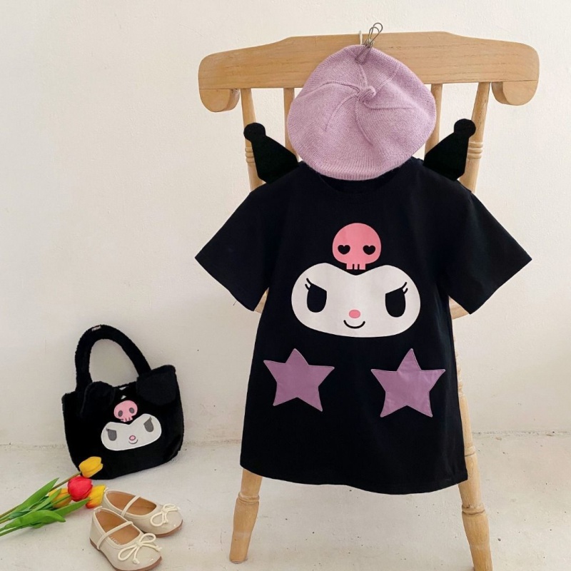 Hàng Có Sẵn Miễn Phí Giao Hàng Đầm Kuromi 100% Cotton Ba Chiều Phong Cách Hoạt Hình Ngọt Ngào Thời Trang Mùa Hè Cho Bé Gái