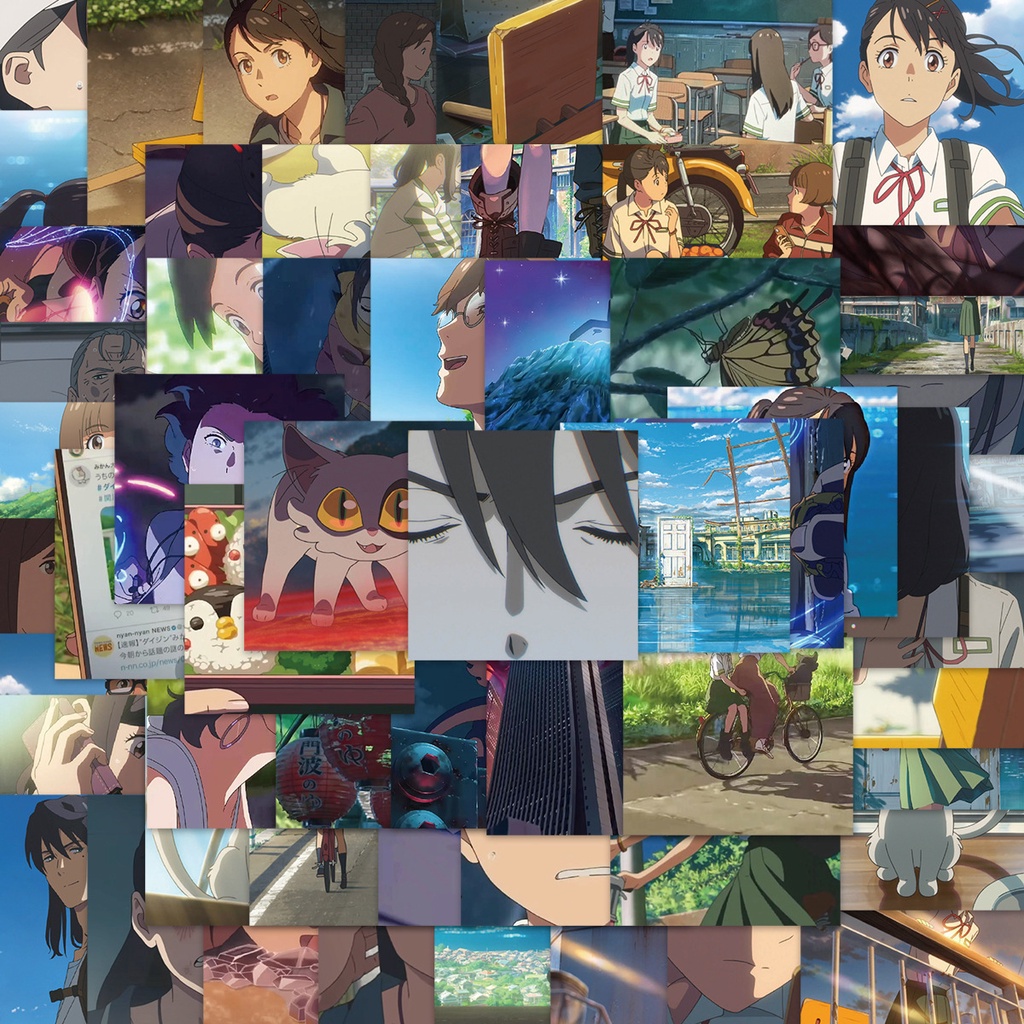 Set 62 sticker Suzume no Tojimari Dán Trang Trí Điện Thoại / Sổ Tay diy Sáng Tạo Chống Thấm Nước