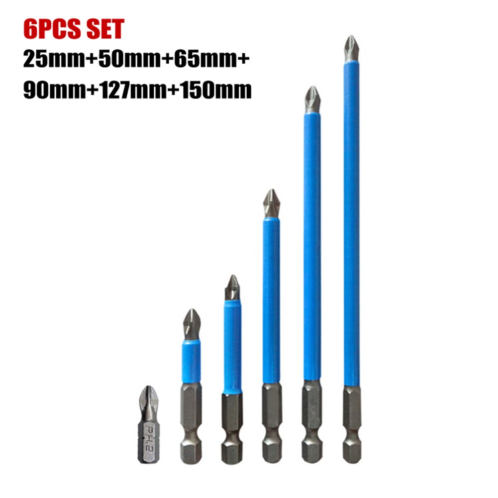 Set 6 Tua Vít Đầu Lục Giác Từ Tính Chống Trượt PH2 25-150mm