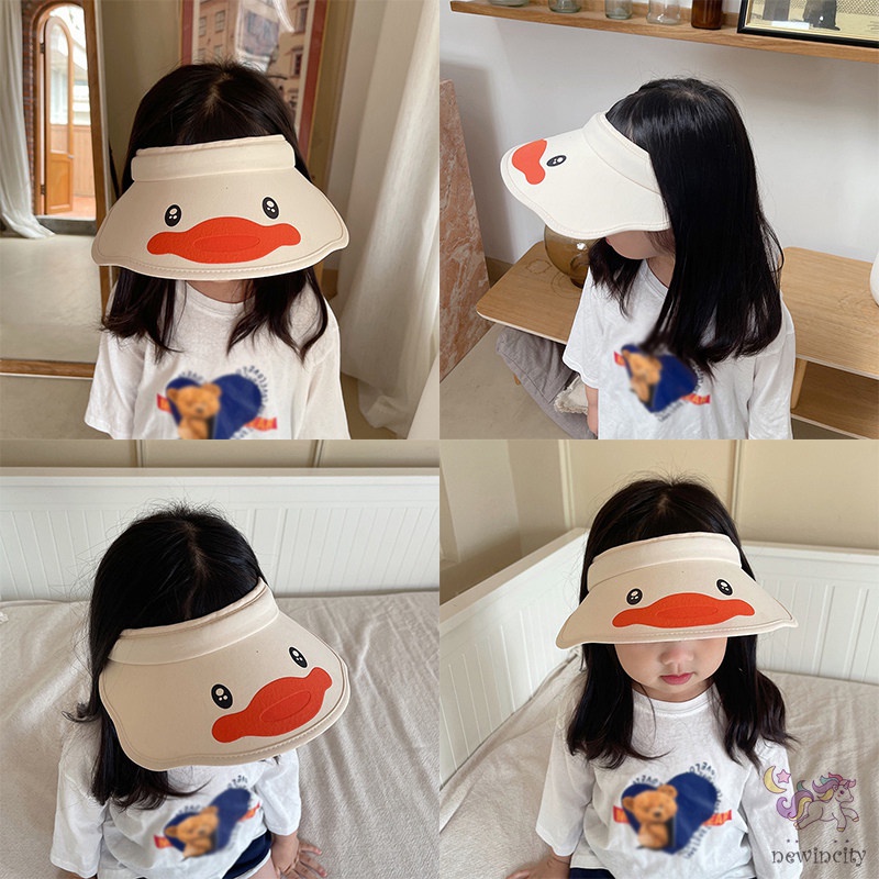 Mũ Lưỡi Trai Hở Chóp Chống Tia Cực Tím Họa Tiết Vịt Hoạt Hình Phong Cách Hàn Quốc Thời Trang Mùa Hè Cho Bé Trai