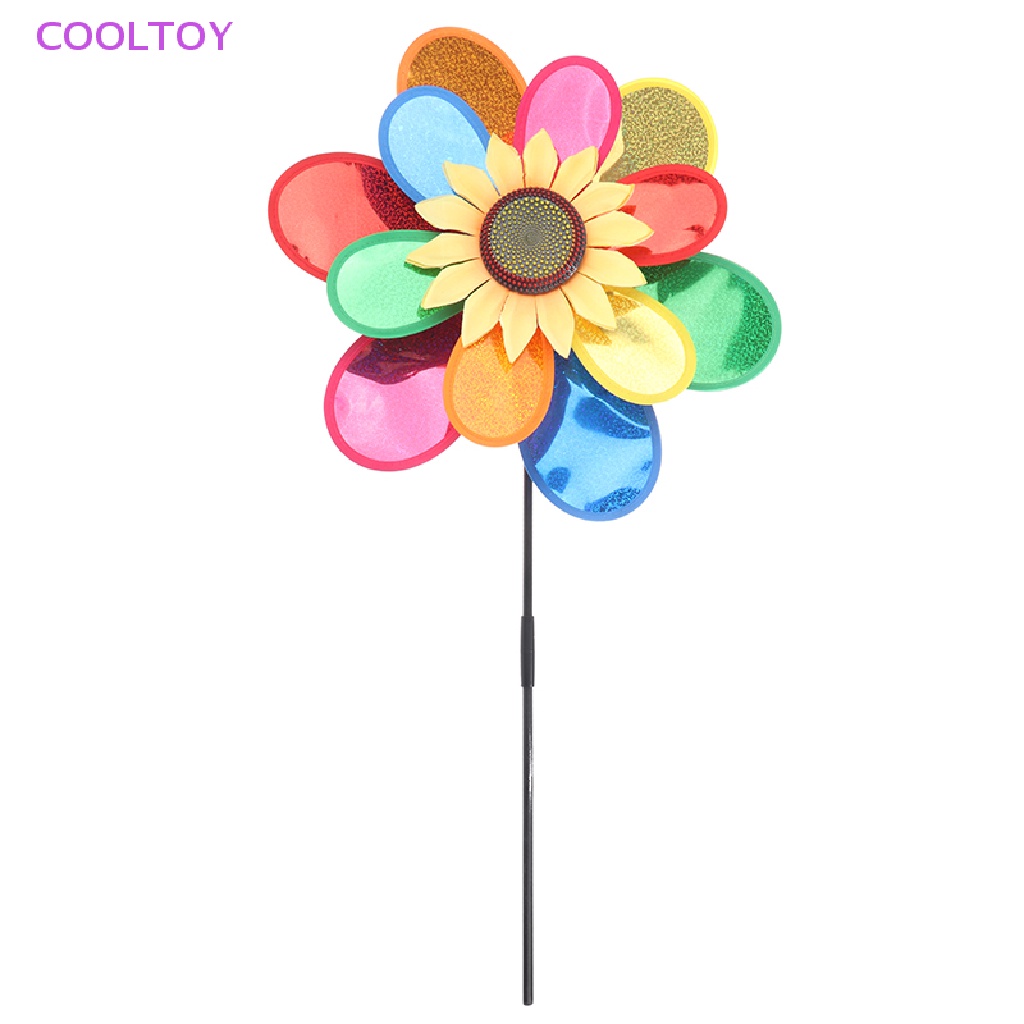 Chong Chóng Gió Hai Lớp Hình Hoa Hướng Dương Đính Kim Sa Nhiều Màu Sắc Đồ Chơi HOT
