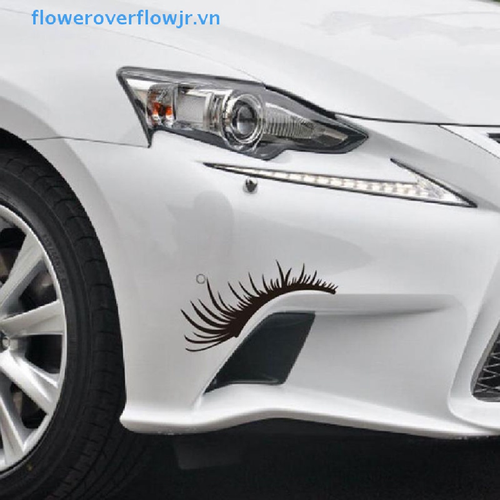 1 Cặp Nhãn Dán Đèn Pha Xe Hơi Hình Đôi Mắt Giả 3D Vui Nhộn