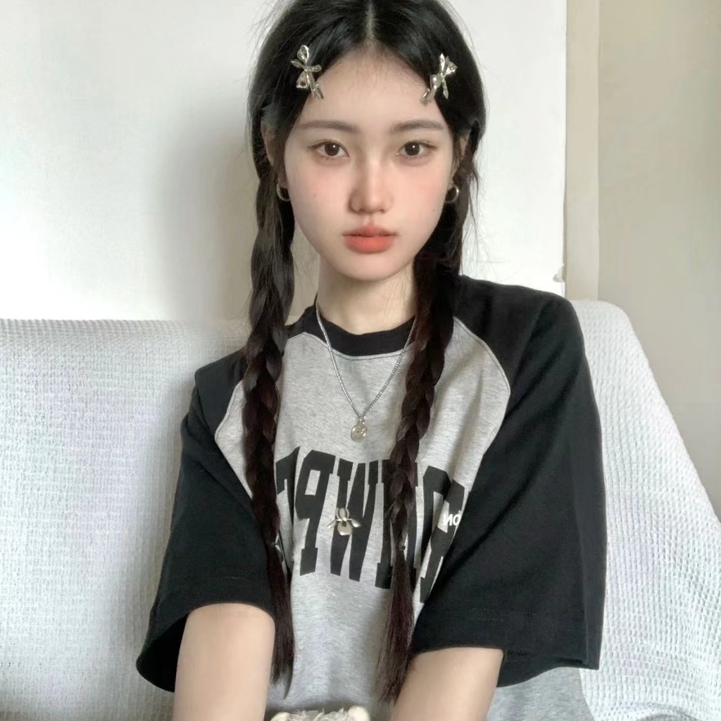 Áo Thun 100% Cotton Tay Ngắn Dáng Rộng In Họa Tiết Hoạt Hình Phong Cách Hàn Quốc Thời Trang Cho Nữ