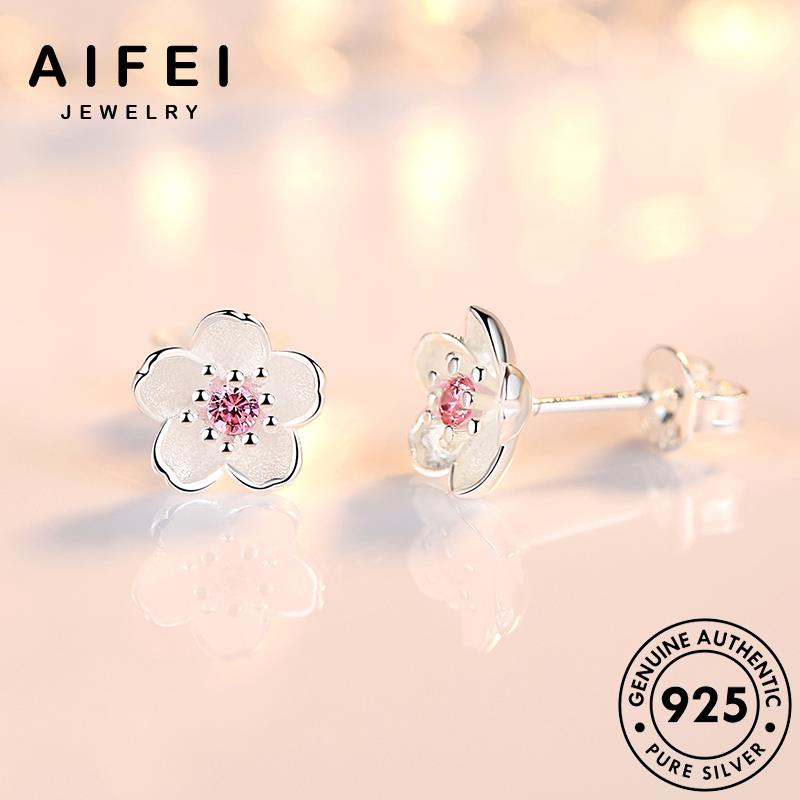 AIFEI JEWELRY trang khuyên phụ kiện tai Thời thật hoa tinh thể bạc nguyên 925 kim hàn sức quốc tua cương hồng bản mạn tròn vành lãng xỏ thời bông nữ E2