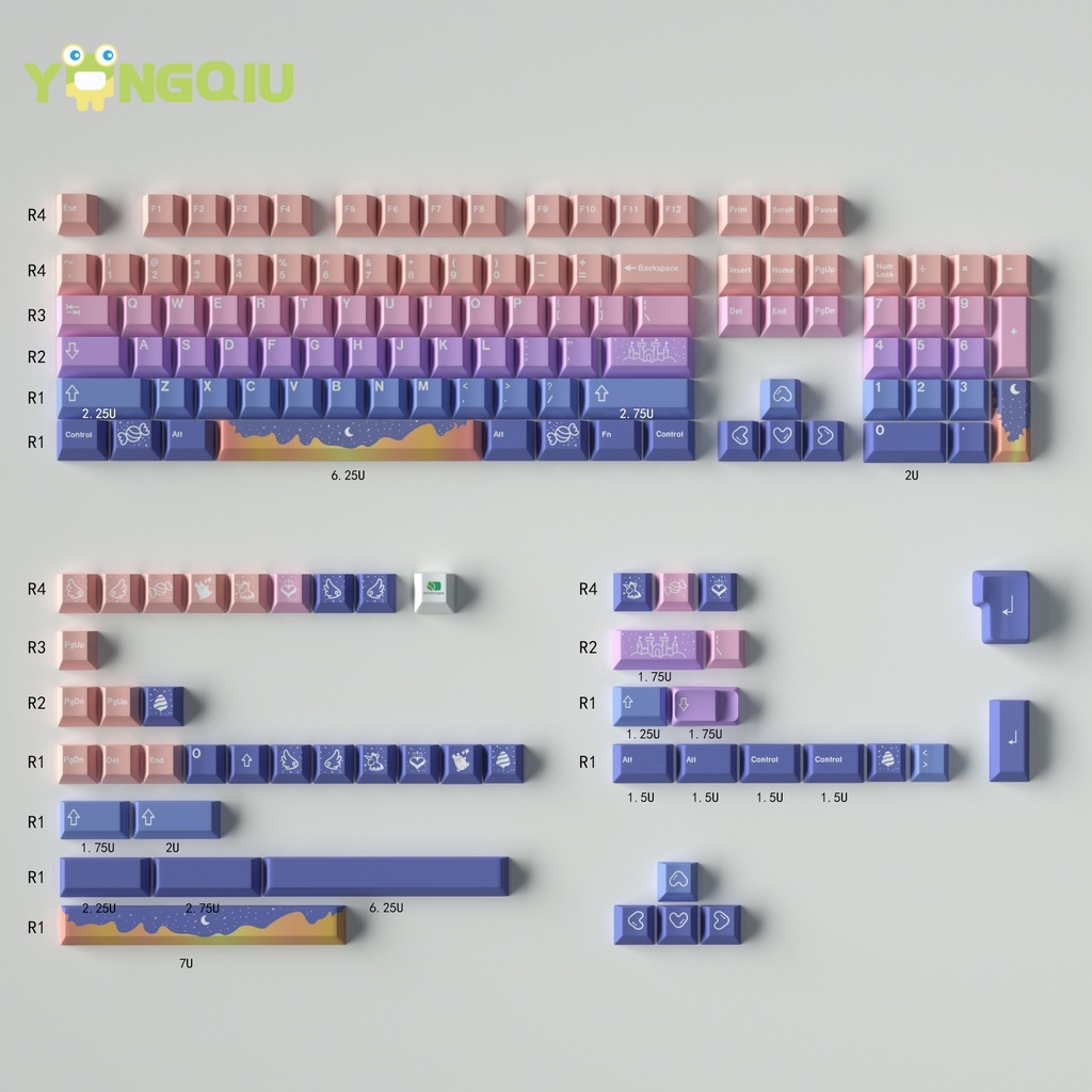 Bộ Phím Rời PBT In Chữ Tiếng Anh Cho Bàn Phím Cơ 104 68 87