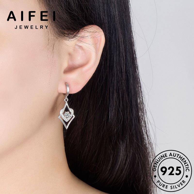 AIFEI JEWELRY kim tua khí khuyên thả phụ sức dạng thật xỏ cương Thời bản moissanite vành nữ nguyên tai kiện chất hàn quốc thời bông trang 925 bạc tròn hình E406