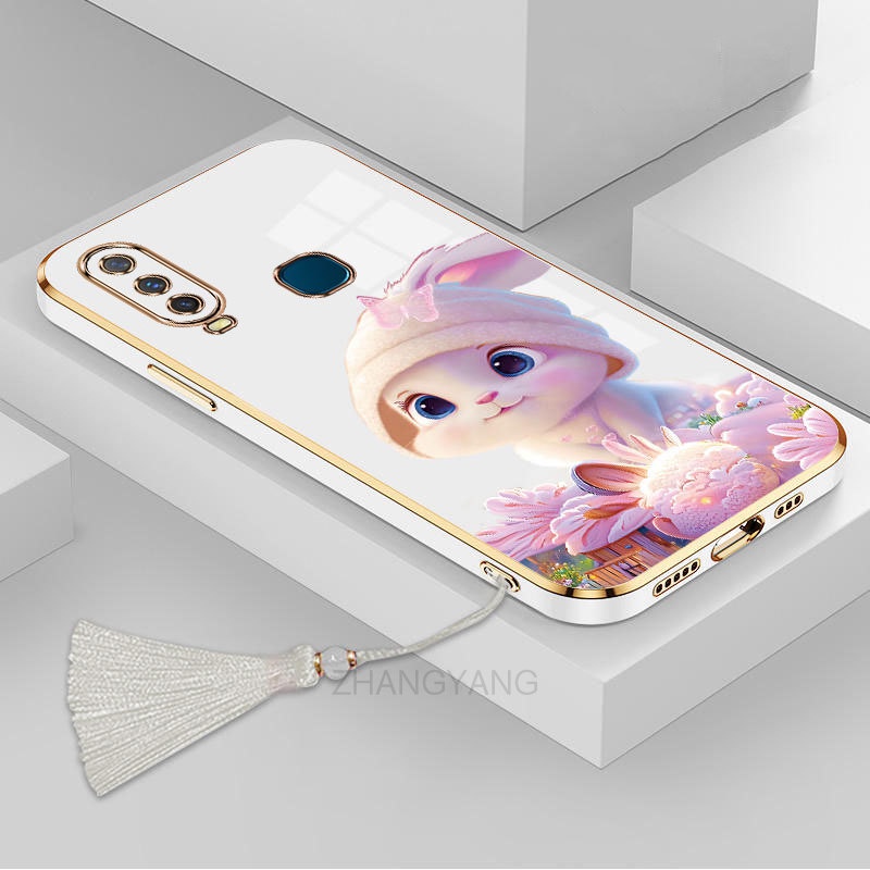 ốp lưng vivo y11 y12 y15 y17 y19 Ốp Điện Thoại Tpu Dẻo Mạ Màu Gradient In Hình Thỏ Kèm Dây Đeo Cho vivo y11 y12 y15 y17 y19