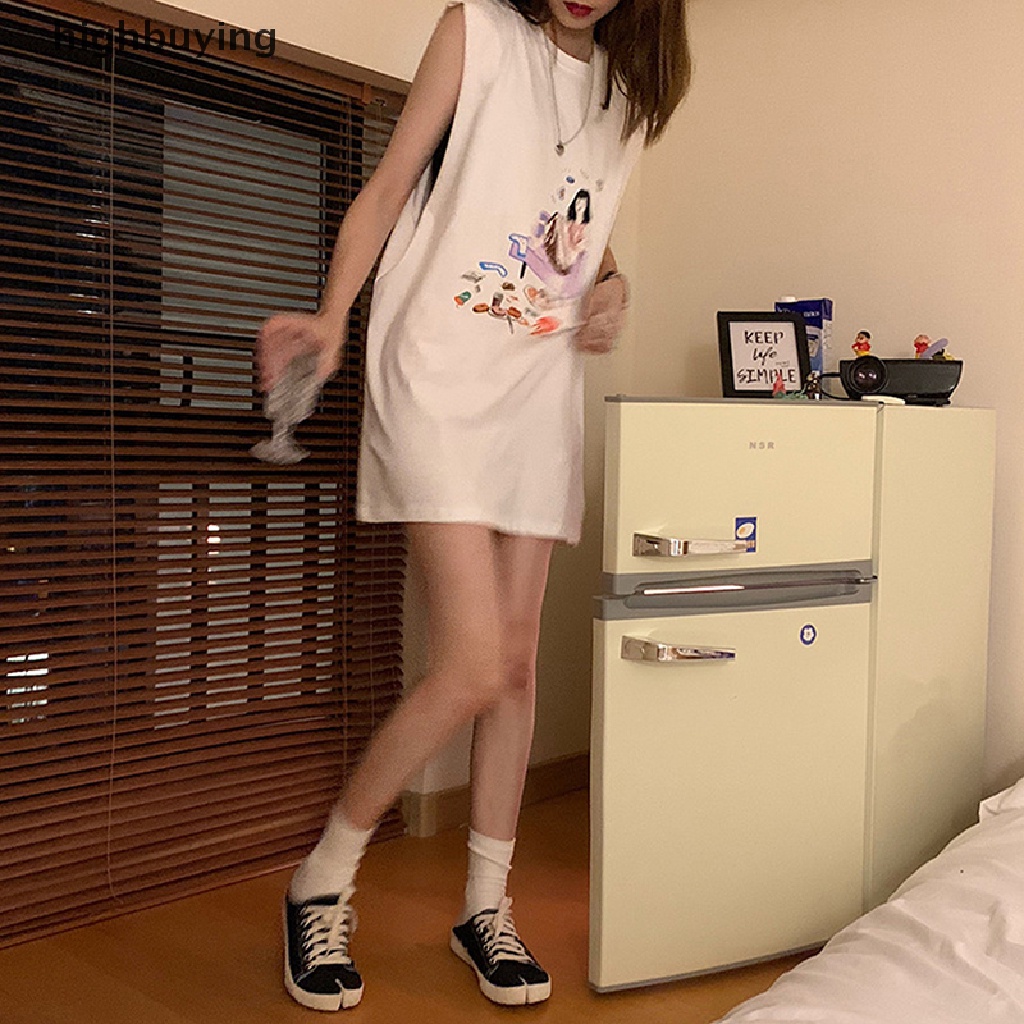 Áo Thun Sát Nách Cổ Tròn Dáng Rộng In Họa Tiết Thời Trang Mùa Hè Cho Nữ