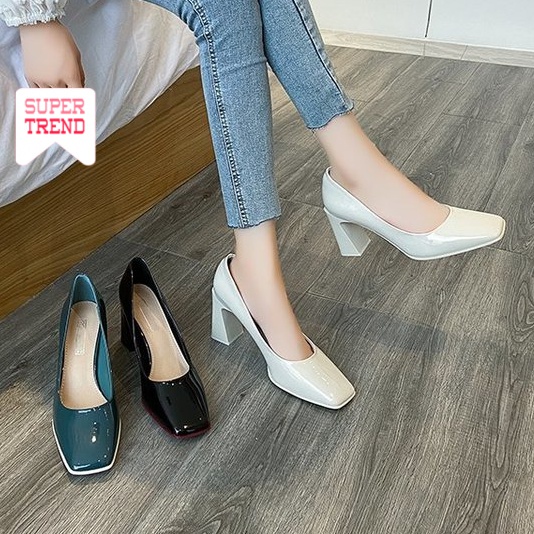 Giày mũi vuông gót cao 8cm hợp thời trang cho nữ