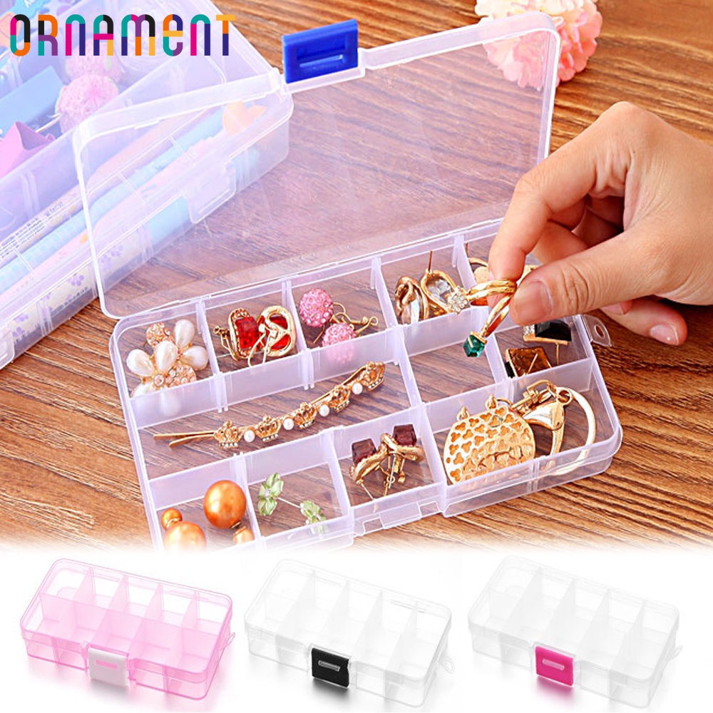 Hộp Đựng Trang Sức 10 Ngăn Bằng Nhựa Trong Suốt Tháo Rời Được Tiện Lợi
