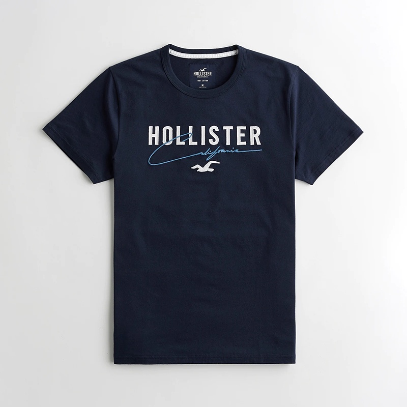 Hollister Áo Thun cotton Tay Ngắn Cổ Thuyền Phong Cách Âu Mỹ Thời Trang Mùa Hè Cho Nam