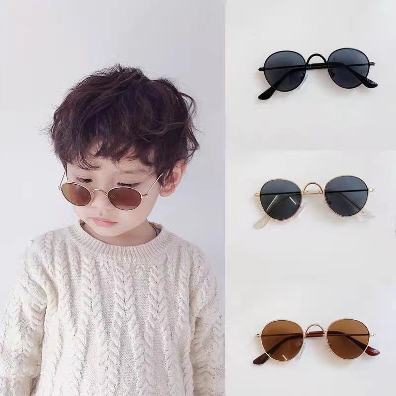 Kính Mát Gọng Kim Loại Họa Tiết Hoạt Hình Phong Cách vintage Cho Bé 1-5 Tuổi