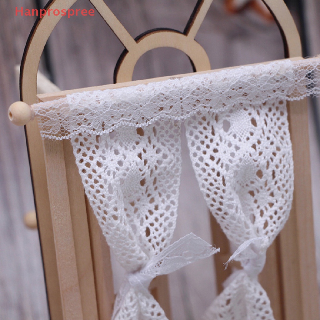 Rèm Cửa Cotton Phối Ren Trang Trí Nhà Búp Bê Tỉ Lệ 1 / 12